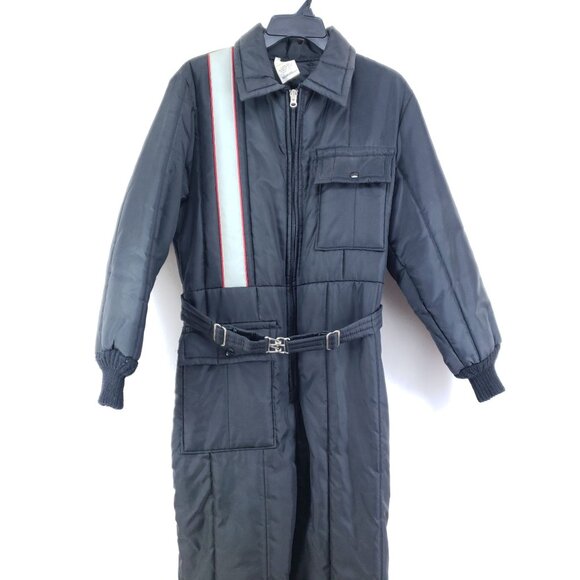 Vintage Insulated Snow Suit Coveralls Womens Size 12-14 Black Nylon Blend - Picture 6 of 10
